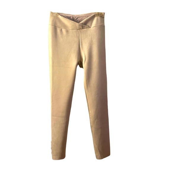 Splendid MEDIUM Soft Suede Skinny Stretchy pants like Leggings Beige Creme Tan - Picture 1 of 10